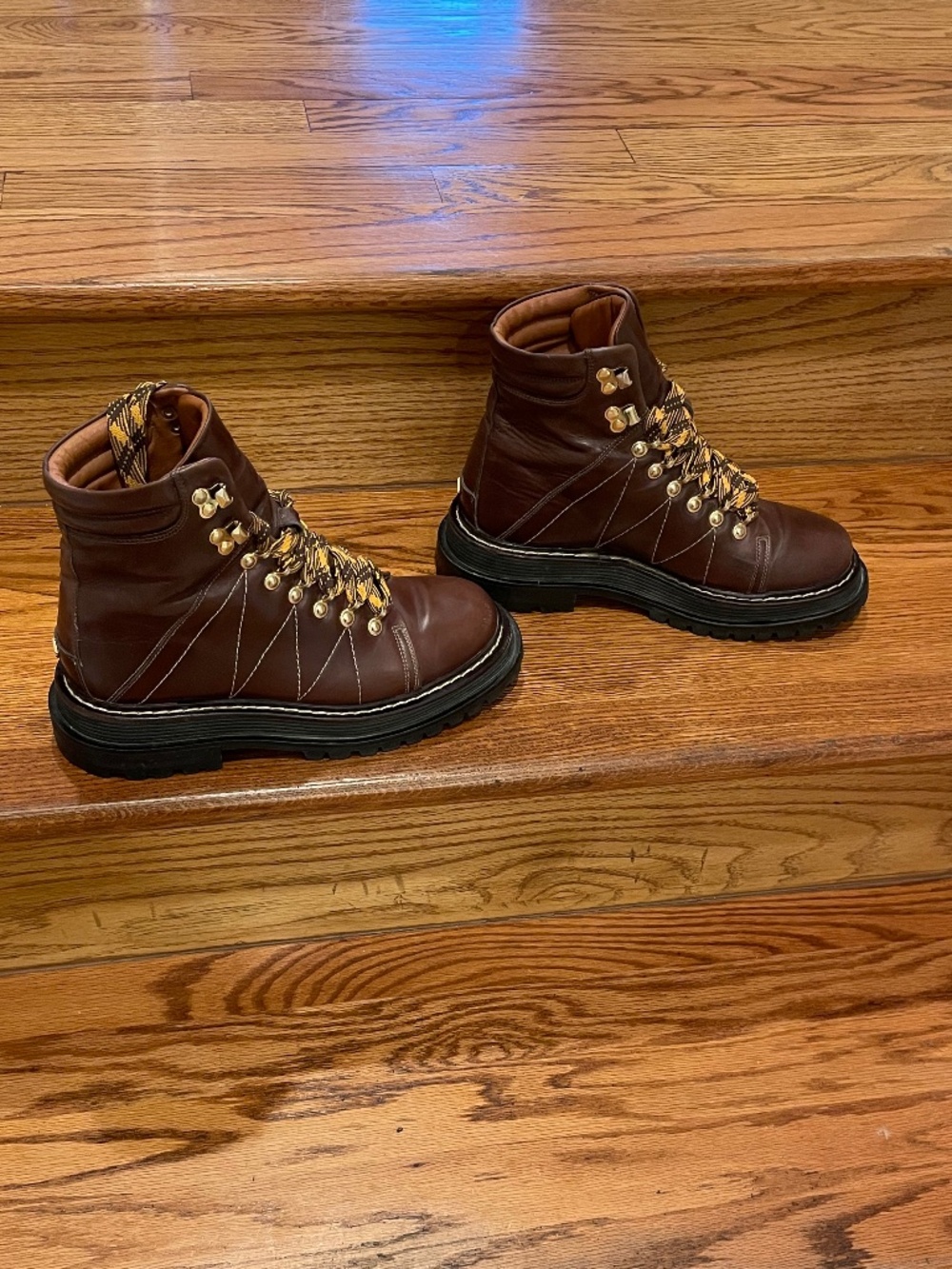 Sandro Elton Brown Quilted Leather Hiker Boots - Size 38 - MINT - Picture 2 of 7